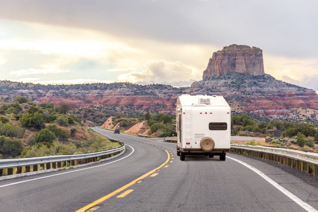 Camper trailer on a highway
