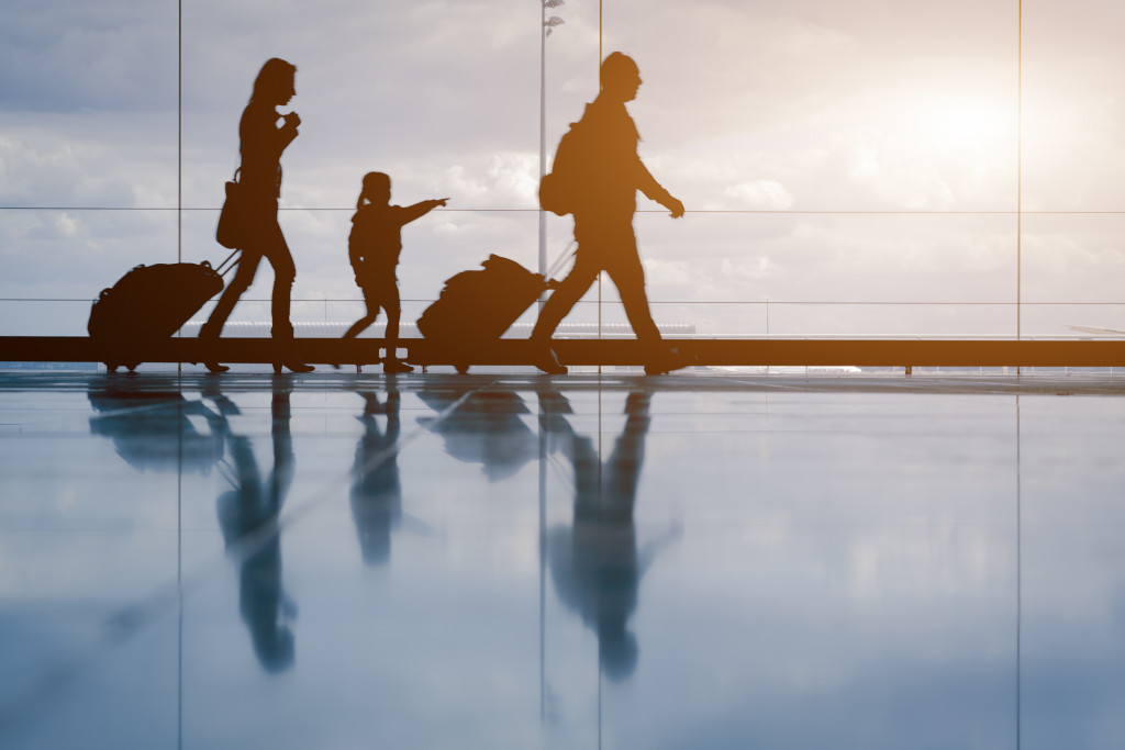 family traveling abroad